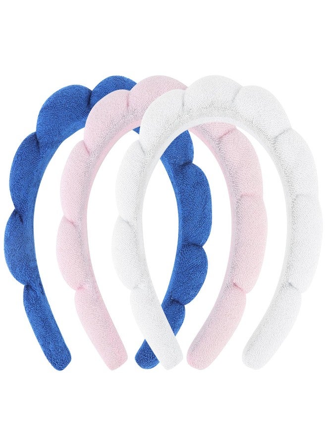 ACO-UINT 3 Pack Spa Headbands for Washing Face, Skincare & Makeup, Terry Cloth Headbands with Puffy Cloud Design, One Size Fits Most, Comfortable & Durable - Image 1